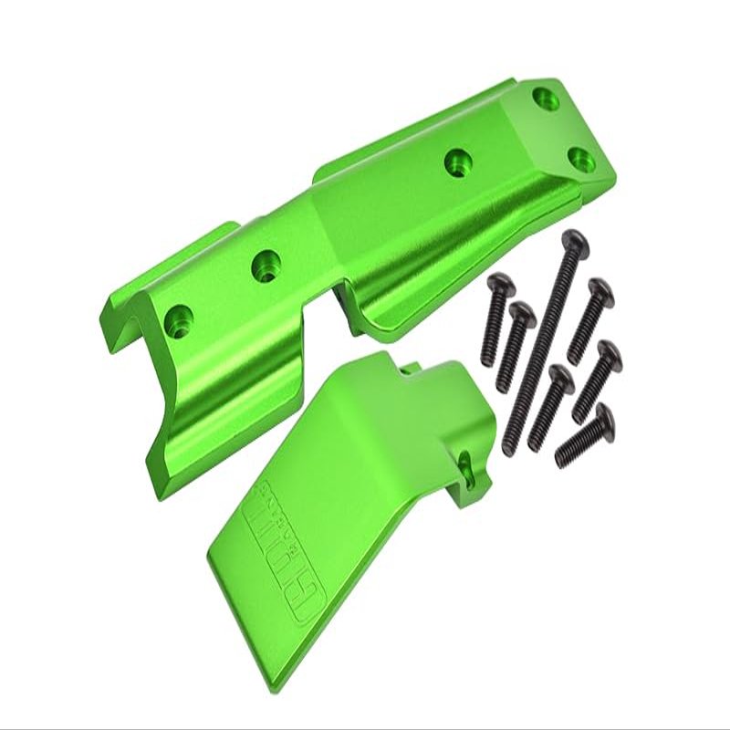 GPM For Traxxas E-Revo 2.0 VXL Brushless (86086-4) Upgrade Parts Aluminum Front Skid Plate - 2Pc Set Green