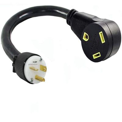 5-20P 3-Pin Male Plug to TT-30R 3-Prong Female RV Travel Trailer Camper Motor Home Receptacle Outlet Box NEMA Electric Power Cord Adapter/Converter 220/250V Input 110/125V Output