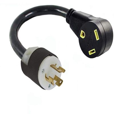 L6-15P 3-Pin Male Twist Lock Generator Plug to TT-30R Female RV Travel Trailer Camper Motor Home Receptacle Outlet Box NEMA Electric Power Cord Adapter/Converter 110/125V Input 110/125V Output