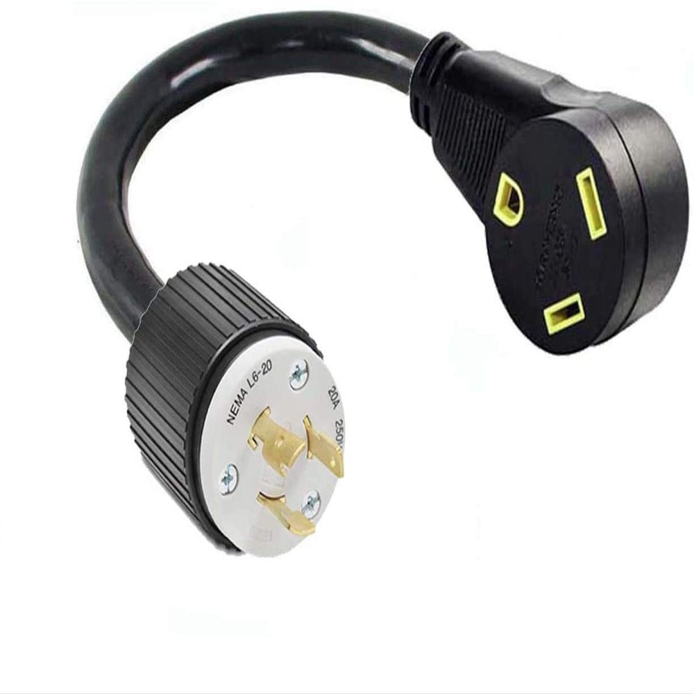 L6-20P 3-Pin Male Twist Lock Plug to TT-30R 3-Prong Female RV Travel Trailer Camper Motor Home Receptacle Outlet Box NEMA Electric Power Cord Adapter/Converter 220/250V Input 110/125V Output