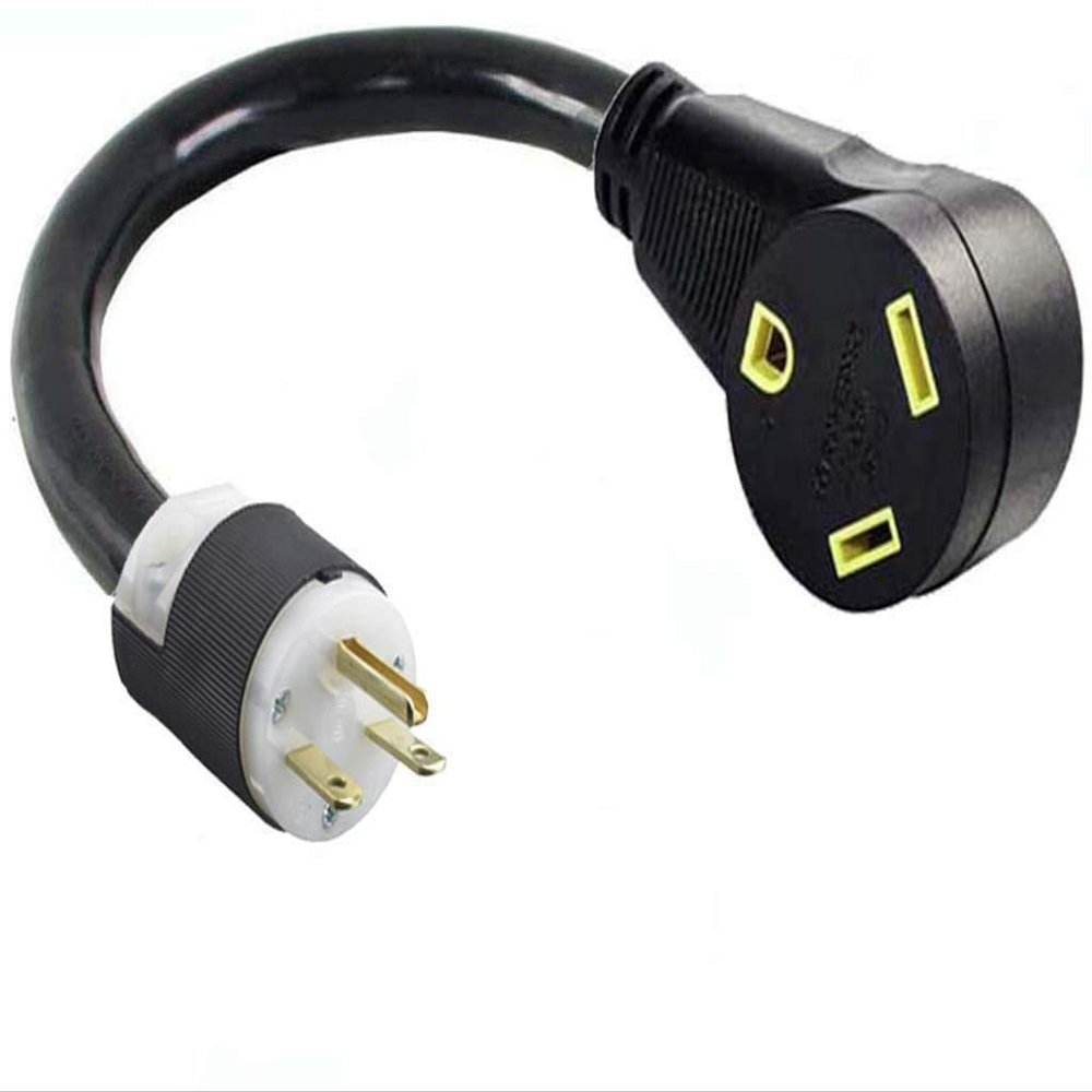 6-15P 3-Pin Male Plug to TT-30R 3-Prong Female RV Travel Trailer Camper Motor Home Receptacle Outlet Box NEMA Electric Power Cord Adapter/Converter 220/250V Input 110/125V Output