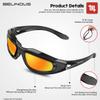 BELINOUS Polarized Motorcycle Riding Glasses Goggles for Men Foam Padding, Windproof Anti-dust Sunglasses w/ 4 Interchangeable Lens Kit & Case, Protective Eyewear for Driving Biking Day and Night view 4