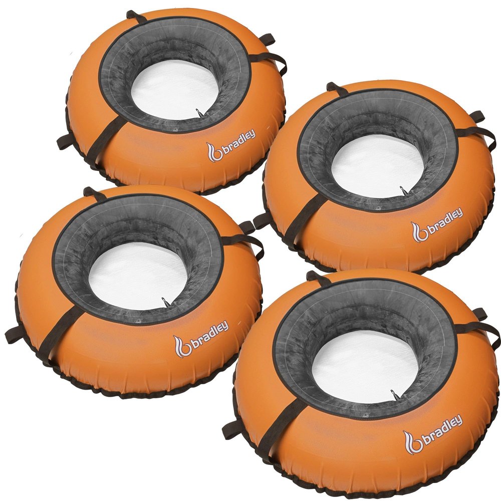 Pack of Four Bradley Heavy Duty Tubes for Floating the River; Whitewater Water Tube; Rubber Inner Tube with Cover for River Floating; Linking Tubes for Floating the River; River raft Tube Orange