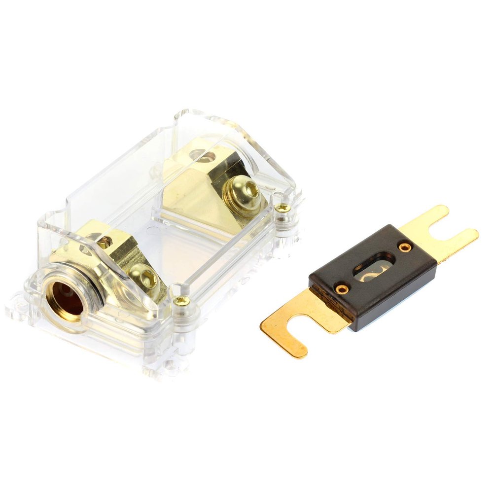 Voodoo ANL Fuse - Gold Holder 2/0 or 1/0 0 Gauge w/ 45 Deg Angled Cover (100 AMP)