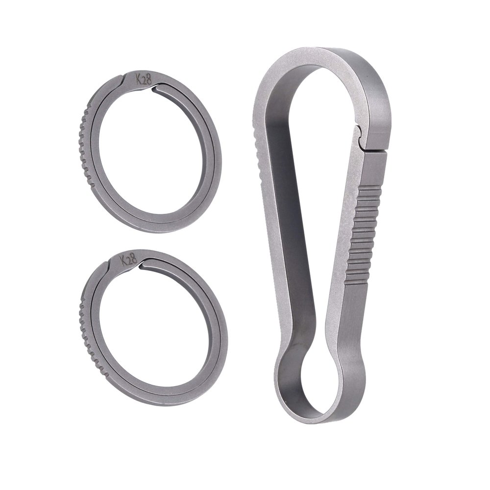 BANG TI Titanium Gear Side-Pushing Keyrings and Quick Release Keychain Hook Kit (H50+2K28)