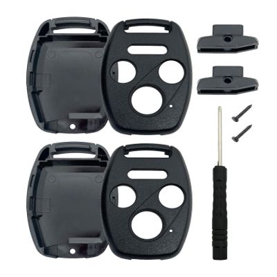 2 Pack Key Fob Shell Case Fit for Honda Accord Civic EX Pilot Keyless Entry Remote Key Housing Replacement with Free Screwdriver Casing Only (Black 2 Pack)