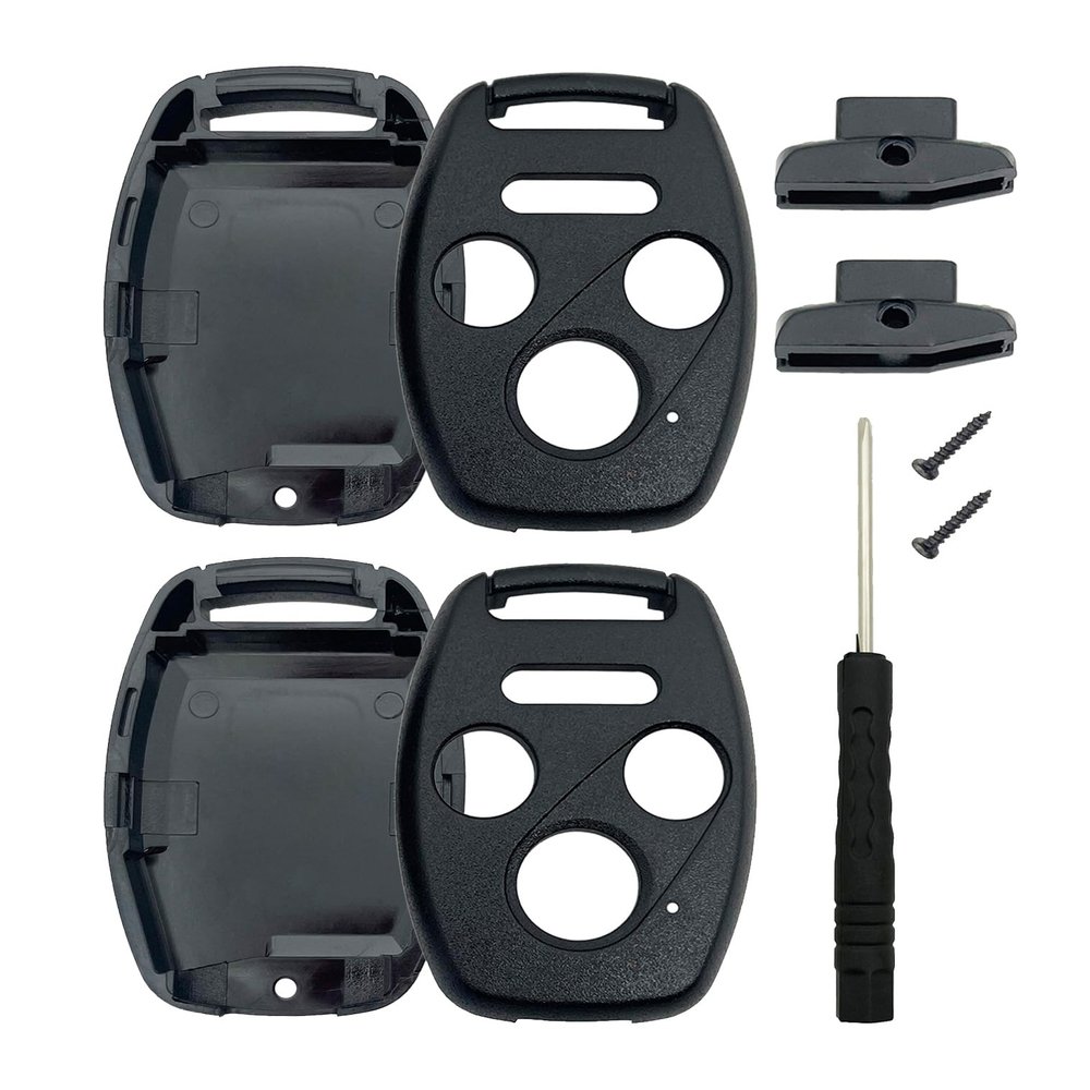 2 Pack Key Fob Shell Case Fit for Honda Accord Civic EX Pilot Keyless Entry Remote Key Housing Replacement with Free Screwdriver Casing Only (Black 2 Pack)