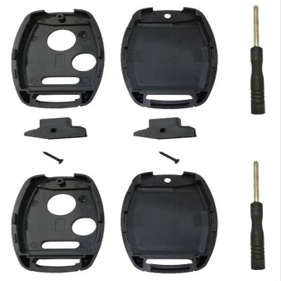 Key Fob Shell Case Fit for Honda Accord Crosstour Civic Odyssey CR-V CR-Z Fit Keyless Entry Remote Key Housing Replacement with Free Screwdriver Casing Only (Black 2 Pack)