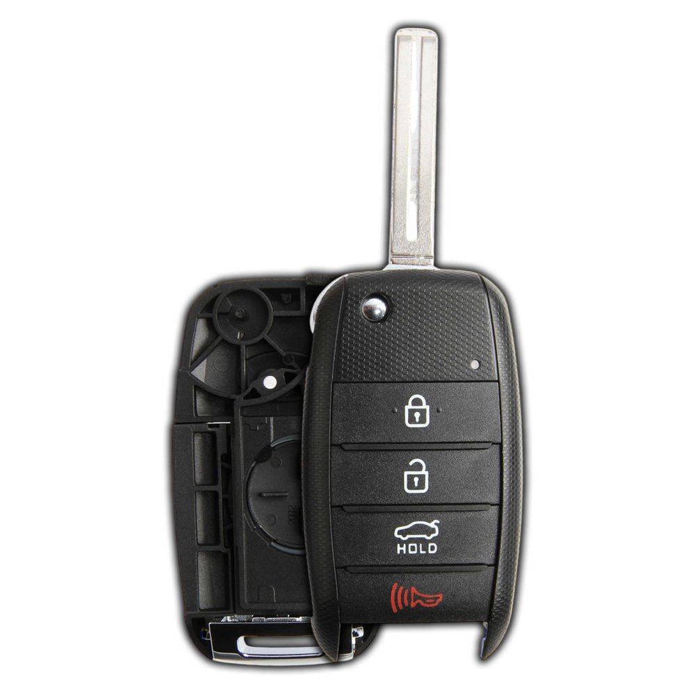 KeylessOption Keyless Entry Remote Flip Key Fob Shell Case Cover Button Pad for Kia Optima Rio Soul Sportage