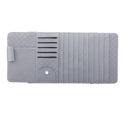 Yolu Auto Car Sun Visor Organizer CD Luxury Leather Shade Organizer CD Travel Holder Bag Cards Wallet Pocket Pen Glasses Clip Cover Storage Electronic Accessory (Gray)