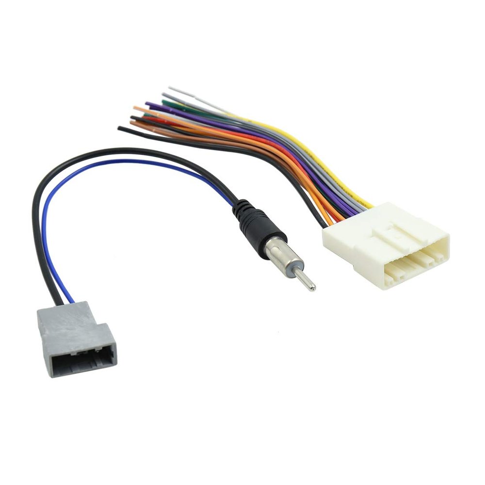 X AUTOHAUX 2 in 1 DC 12V Car DVD Radio Wire Harness with Antenna Adapter Cable for Nissan