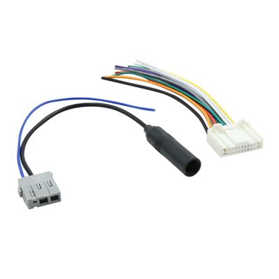 X AUTOHAUX 2 in 1 DC 12V Car Wire Harness Male Socket W FM Antenna Adapter Cable for Nissan