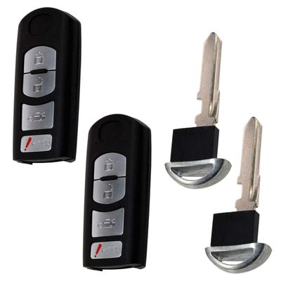 HQRP 2-Pack Remote Key Fob Shell Case Keyless Entry w/ 4 Buttons Compatible with Mazda CX-7 2010 2011 2012; CX-5 2013 2014 2015 2016; CX-3 2016