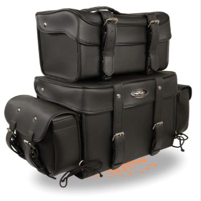 SHAF MOTORCYCLE LARGE 4 PCS PVC SISSY BAR TOURING TRAVEL BAG WATER PROOF W/RAIN COVER