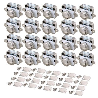 RDEXP 26mm Opening Hole Pearl Nickel Push Button Cabinet Latch Knobs for Motorhome Cupboard Cabinet Door Set of 20