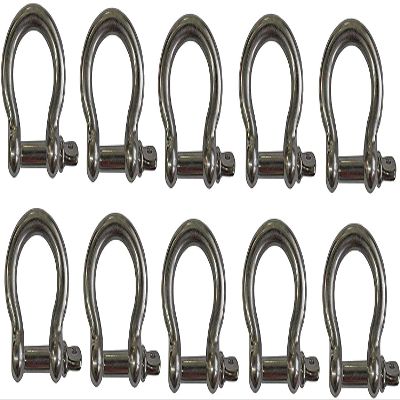 MarineNow 316 Stainless Steel Bow Shackle for Anchor, Towing, Off Road Recovery (12 mm (1/2"), 10-Pack)