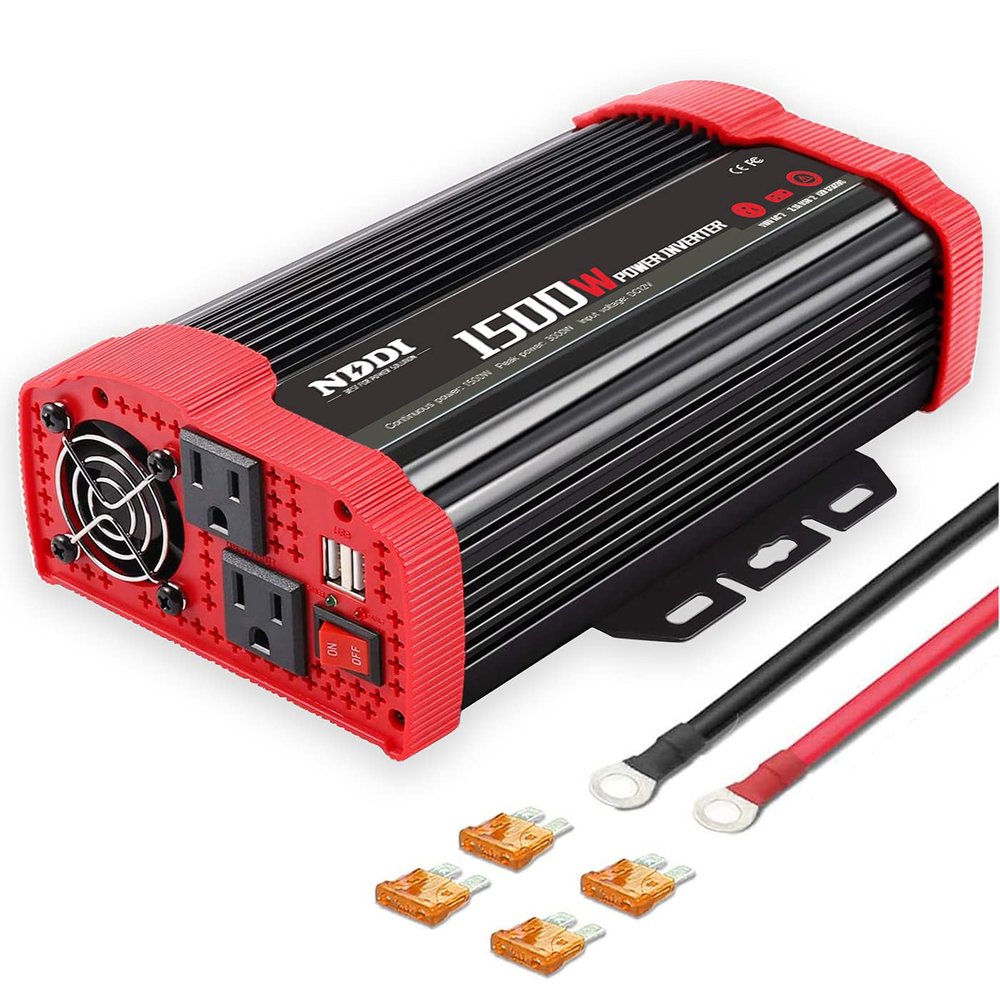 NDDI POWER 1500W Car Power Inverter 12V DC to 110V AC Car Converter Charger Adapter with Dual 3.1A USB Port and AC Outlets Quick Charging