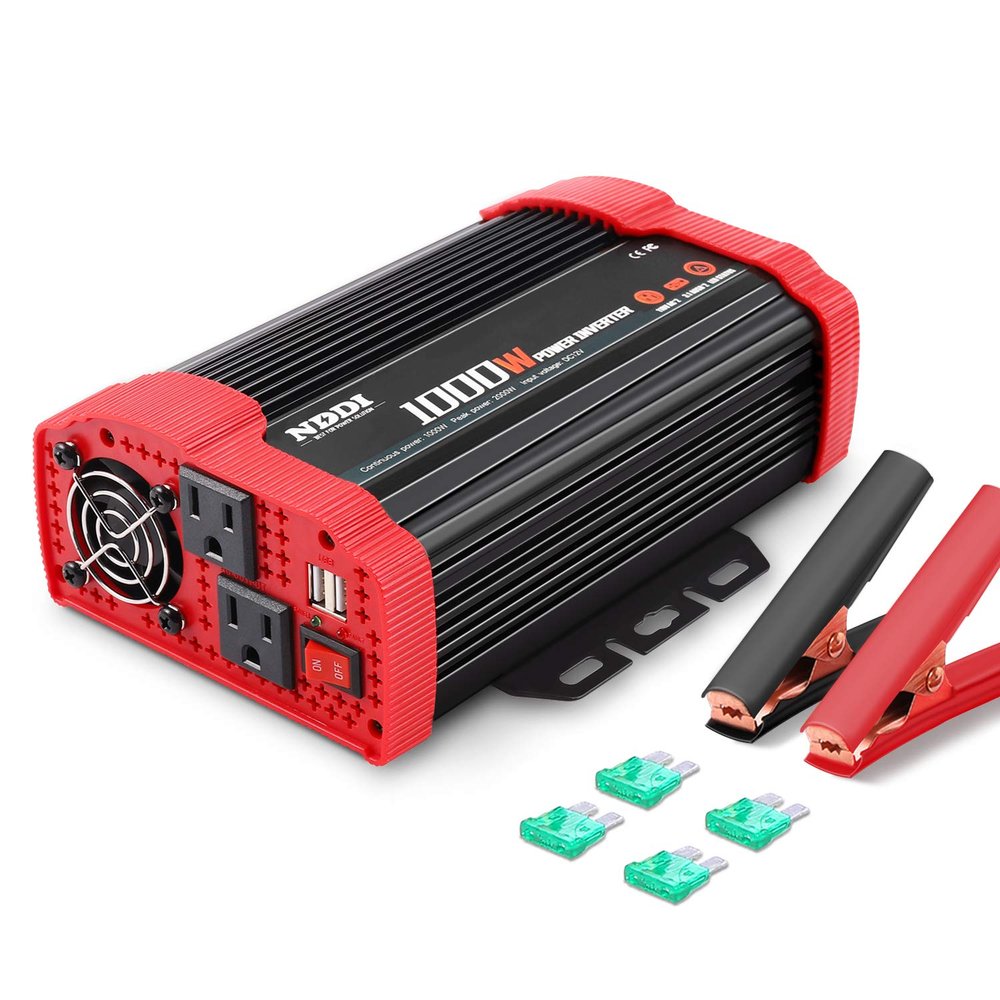 NDDI POWER 1000W Car Power Inverter, DC 12V to AC 110V Car Inverter with Dual AC Outlets and Dual 3.1A Quick Charging USB Port Car Adapter