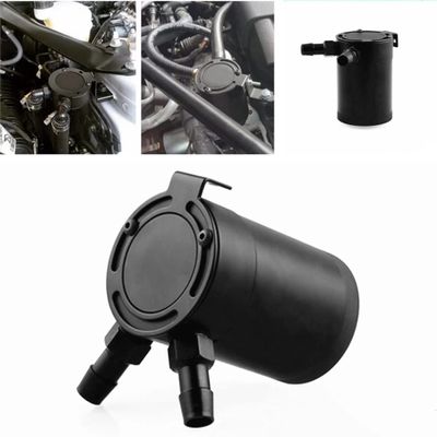 ROADYAKO Universal Auto Car Racing Baffled 2-Port Oil Catch Can/Tank/Air-Oil Separator Kit Auto Parts