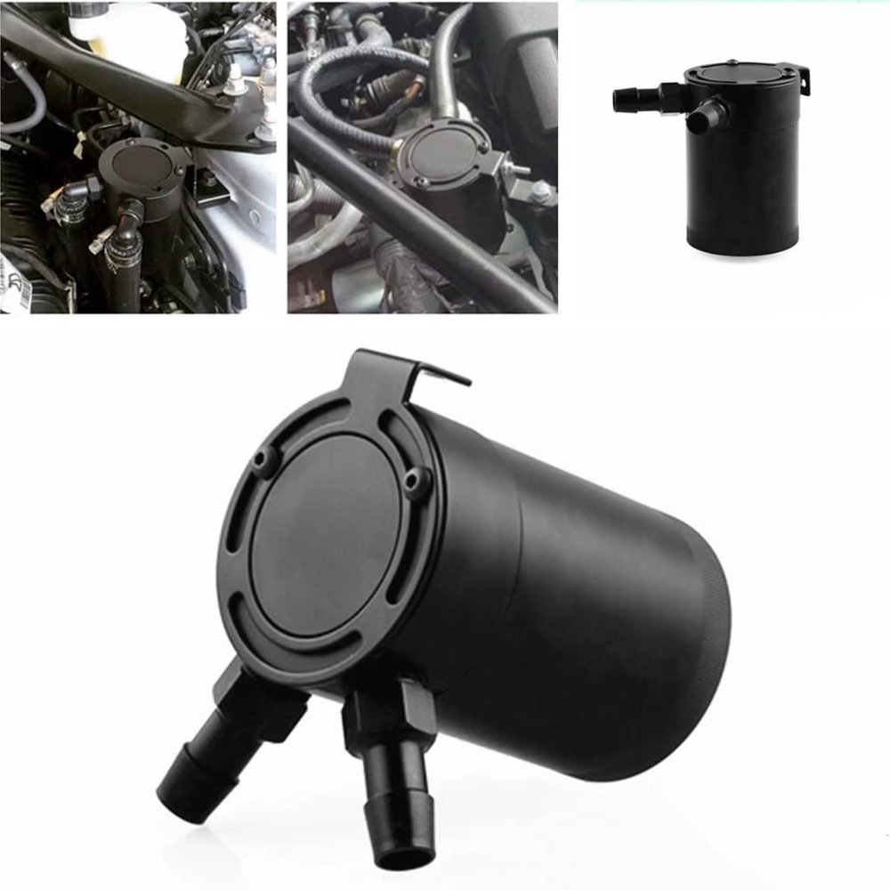 ROADYAKO Universal Auto Car Racing Baffled 2-Port Oil Catch Can/Tank/Air-Oil Separator Kit Auto Parts