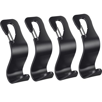 4 Pack Car Back Seat Headrest Hook Hanger for Purse Grocery Bag Handbag Hat, Purse Hook for Car with Clip