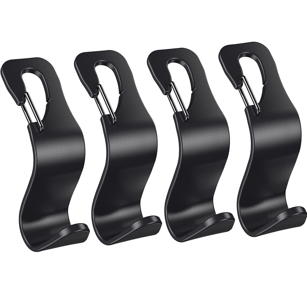 4 Pack Car Back Seat Headrest Hook Hanger for Purse Grocery Bag Handbag Hat, Purse Hook for Car with Clip