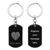 Queenberry Stainless Steel Personalized Oval Fingerprint Photo Engraved Custom Dog Tag Key Chain/Ball Chain Necklace 24" (Heart Fingerprint + Text Engraving) view 1