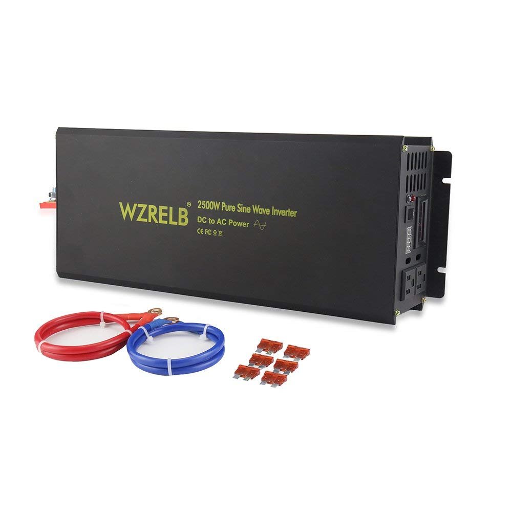 WZRELB Power Inverter 2500w Pure Sine Wave Inverter 24v 120v DC AC Converter
