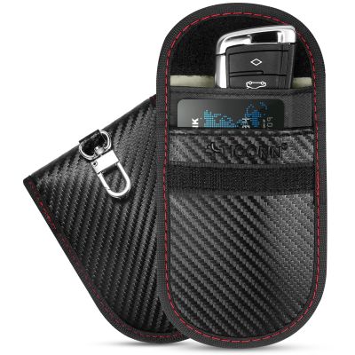 TICONN 2PK Faraday Bags for Car Keys Fob, 3.5''X5.0'' Faraday Cage Protector, Car RFID Signal Blocking, Anti-Theft Pouch Anti-Hacking Case Blocker (Carbon Fiber)