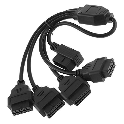 OBDII OBD2 90 Degree 16 Pin Male to 4 16 Pin Female Extended Connector Cable Adapter with 36CM Line for Auto Car Diagnostic Tool