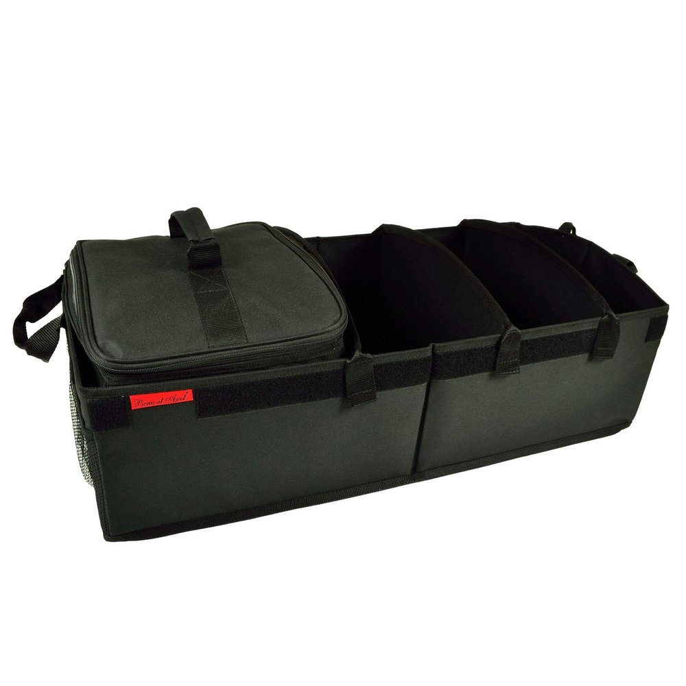 Picnic at Ascot Heavy Duty Rigid Base Trunk Organizer with 28 Can Capacity Leak Proof Cooler- Adjustable Dividers - 30" wide x 15" deep - Designed & Quality Approved in the USA