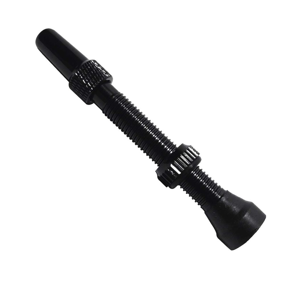Road Up 44mm Tubeless Black Presta Valve Stem with Removable Core and Aluminum Dust Cap