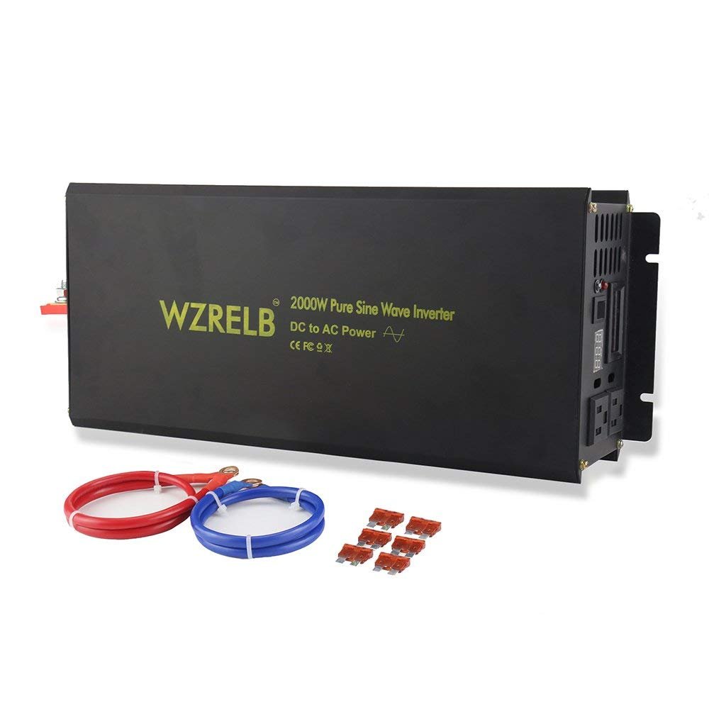 WZRELB Power Inverter 2000w Pure Sine Wave Inverter 24v 120v DC AC Converter