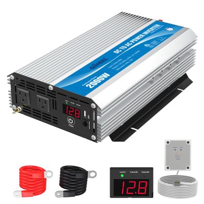 GIANDEL 2000Watt Power Inverter 12V DC to 110V 120V AC ETL Listed UL458 STD 2000W Inverter with 15 FT Wired Remote LED Display Dual Outlets for RVs Off Grid Solar Setup Truck Boat Marine