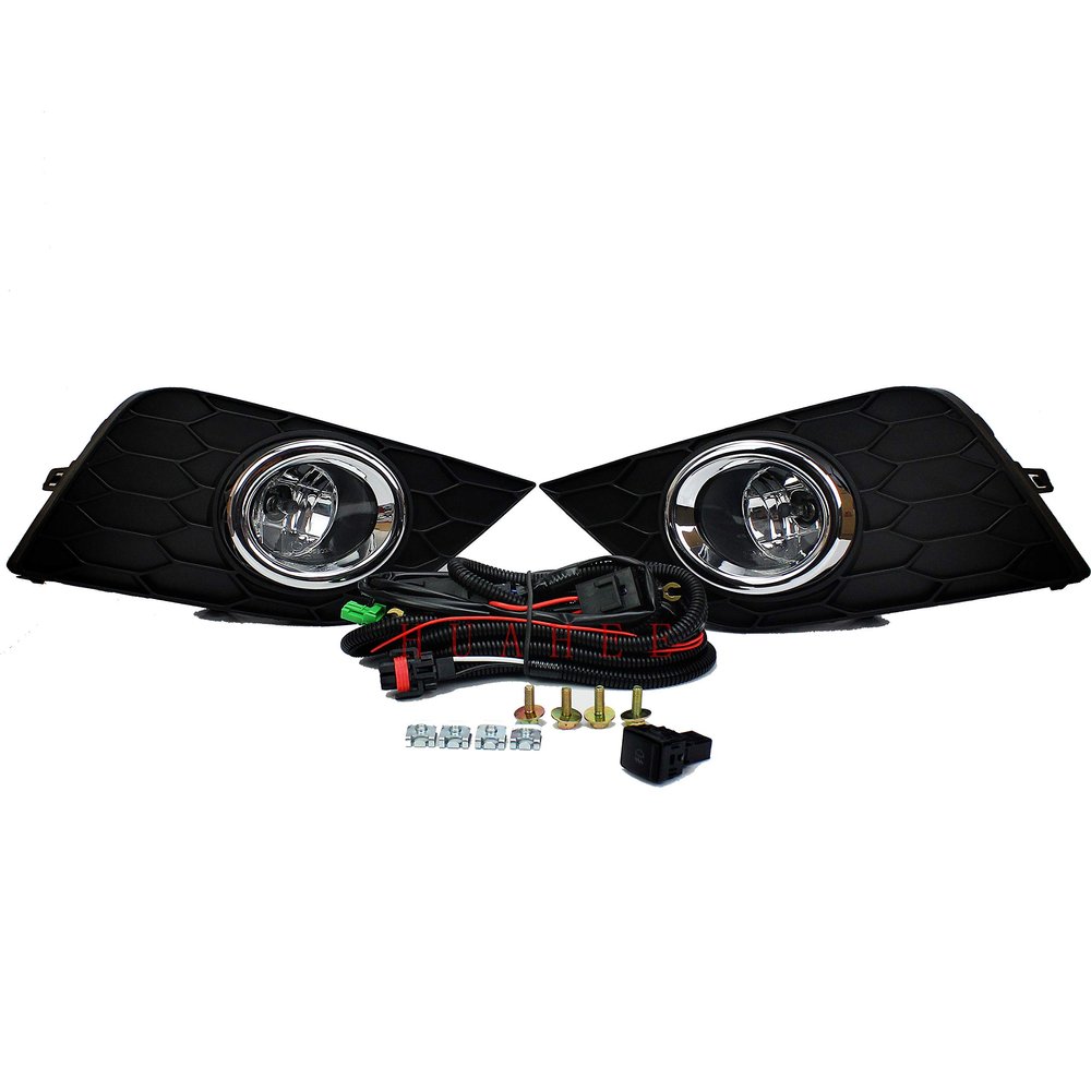 Fit for 2016 2017 2018 2019 Nissan Sentra/Sylphy Bumper Fog Lamp Assembly Driving Lights Complete Kit /1Set w/Bulb + Switch + Wire Harness + Bezel Bulb:H11 12V 55W HUAHEE_AP0441