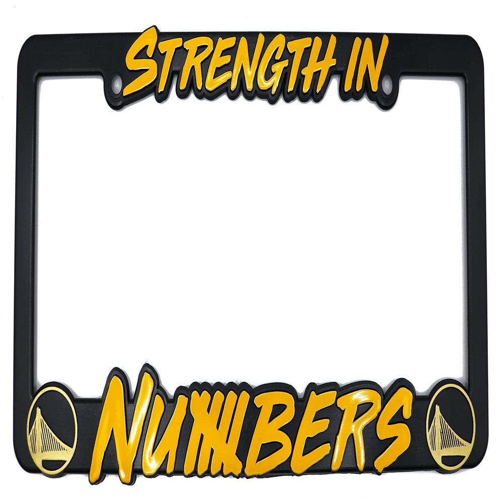 GSW Strength in Numbers 3D Raised License Plate Frame (Gold and Yellow)