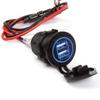Ginsco Dual USB Charger Socket Power Outlet 2.1A & 2.1A4.2A for Car Boat Marine RV Mobile with Wire Fuse DIY Kit Blue LED view 1