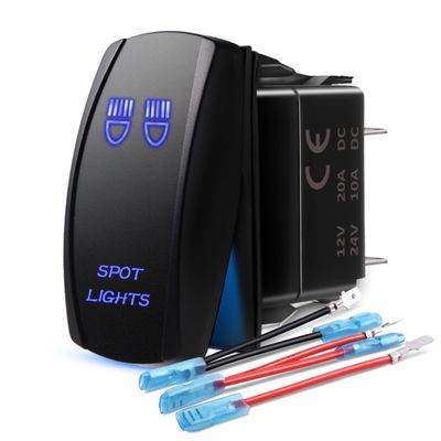 MICTUNING MIC-LSS1 5Pin Laser Spot Lights Rocker Switch On-Off LED Light 20A 12V, Blue