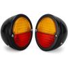 Bajato Vintage Hot Rod tail lights assembly 2X Tail Light Black Ring | Black Body | Red/Amber Lens with 12v Bulbs Fit for Jeep Willys & DODGE Trucks, Pickup Duolamp Tail Light view 1