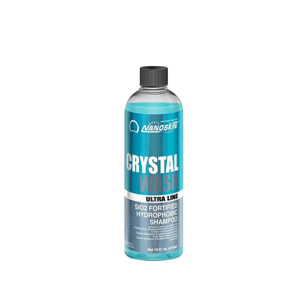 Nanoskin Ultra Line CRYSTAL WASH SiO2 High Foaming Shampoo 16 Oz. Concentrated Ceramic Car Wash Soap Works with Foam Cannons, Foam Guns or Bucket Washes | For Cars, Trucks, Boats, Motorcycles, RVs