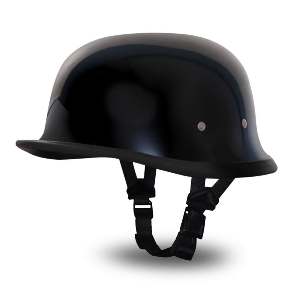 Daytona Helmets German Style Novelty Motorcycle Helmet - Timeless Classic Design, Comfortable Padded Liner, Adjustable Leather Chin Strap- Perfect Biker Accessory for Men & Women
