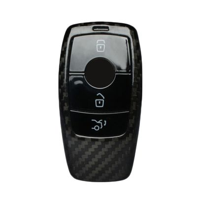 Luxury Carbon Fiber Protective Hard Key Case Cover Made Compatible for 2017-2024 Mercedes-Benz W213 E-Class S-Class C-Class Smart Key Fob