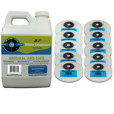JFJ Polish Compound #2 White Half Gallon with 10 Easy Pro Buffing Pads