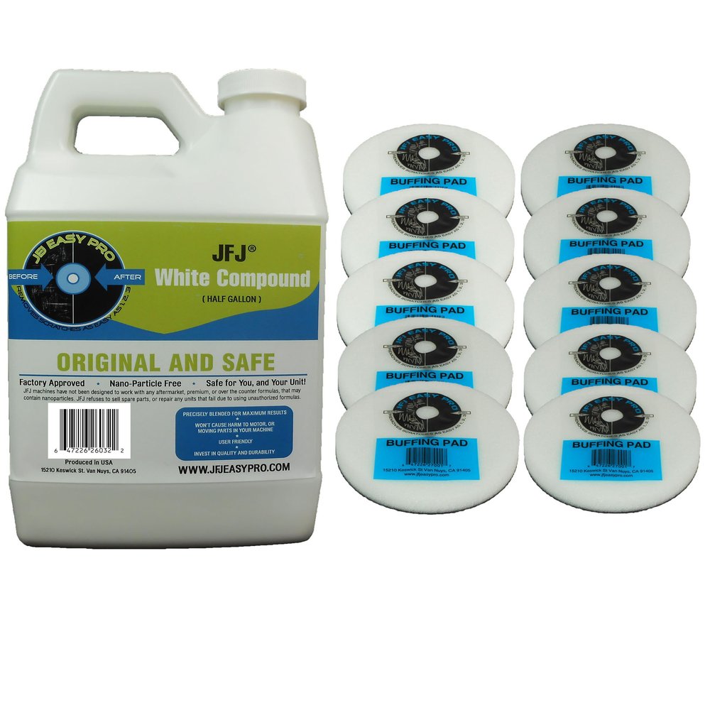 JFJ Polish Compound #2 White Half Gallon with 10 Easy Pro Buffing Pads